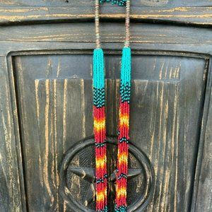 Southwestern 18 Strand Seed Bead Necklace Earrings